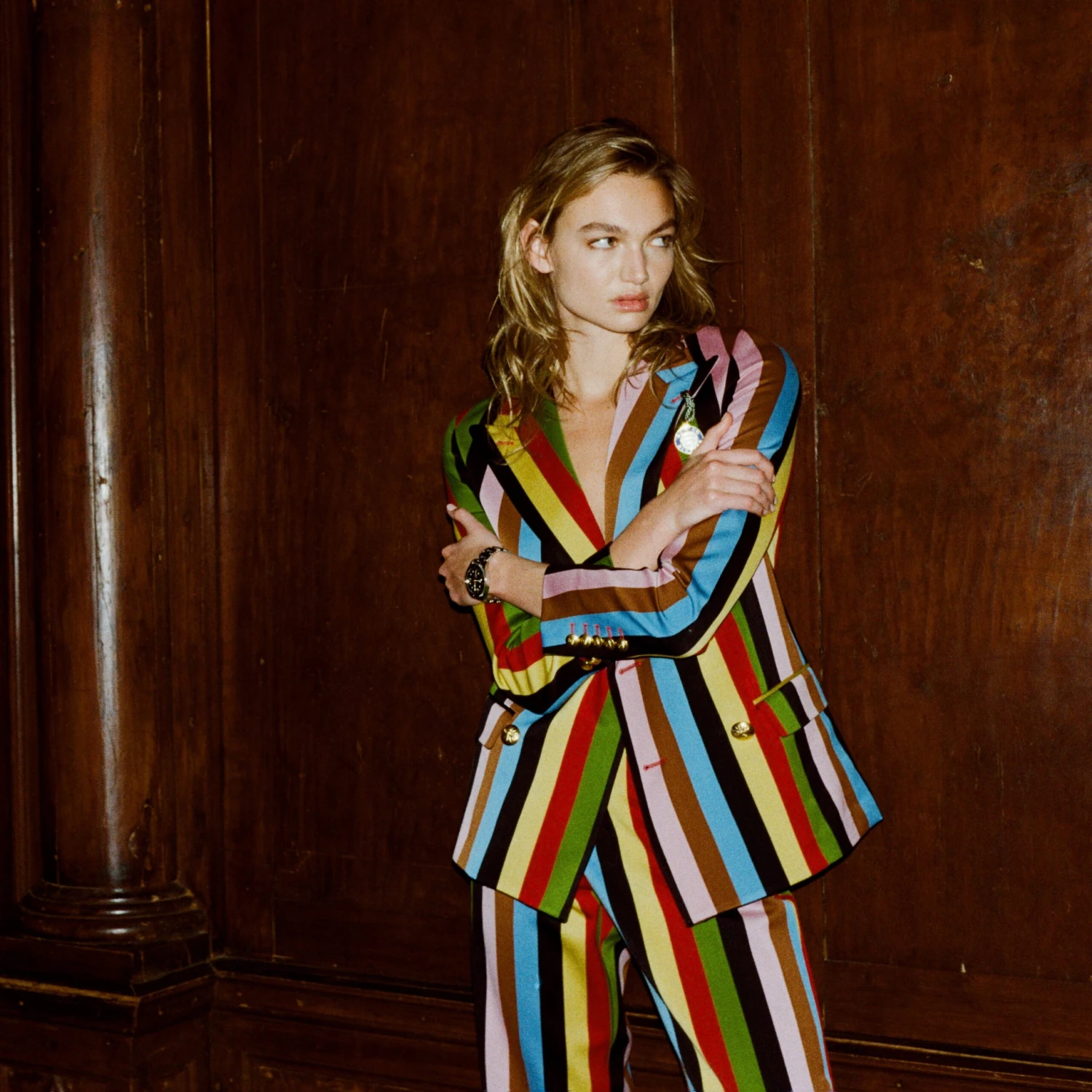 Women's Croquet Stripe Double-Breasted Diana Blazer - Image 6