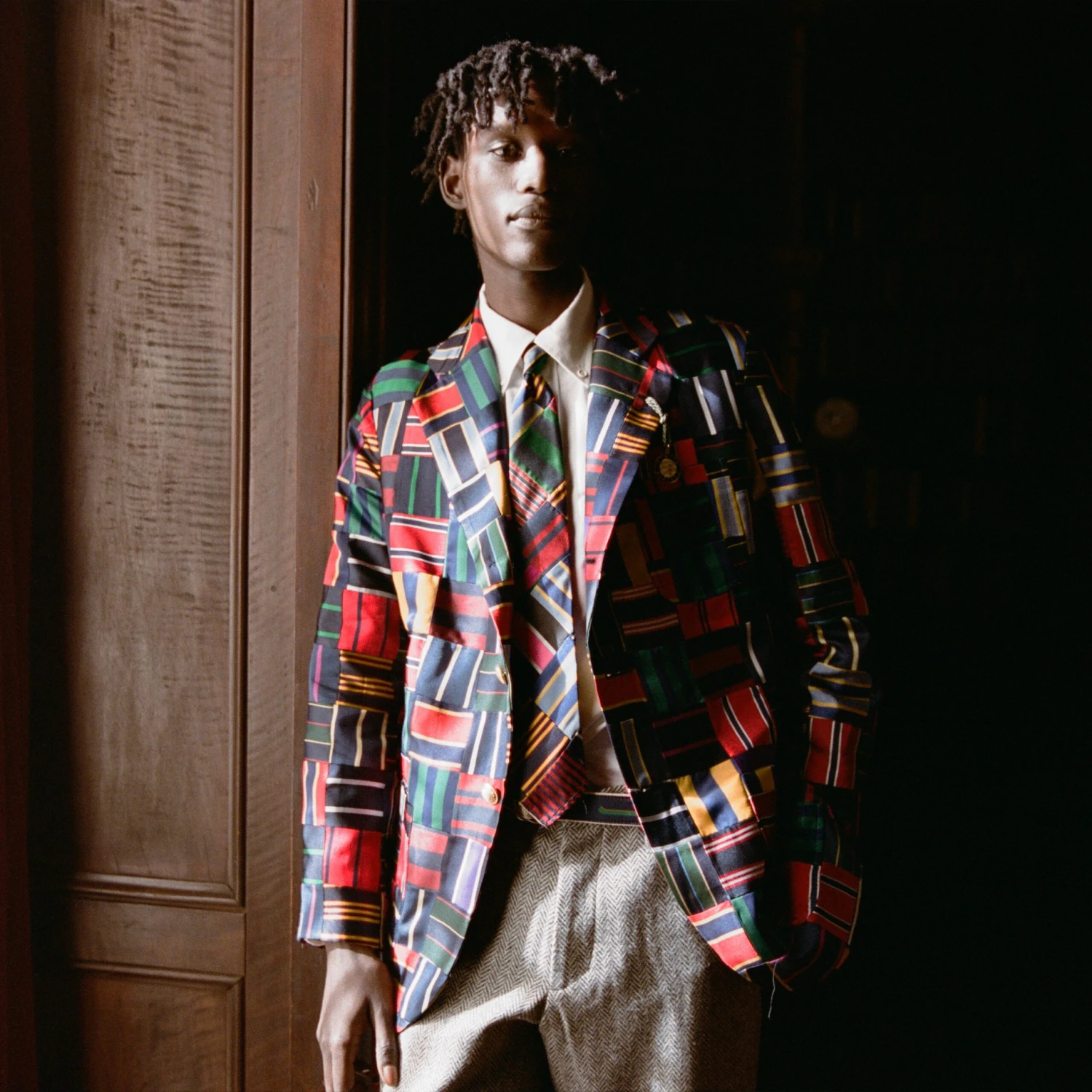 Men's Tie Patchwork Jacket - Image 4