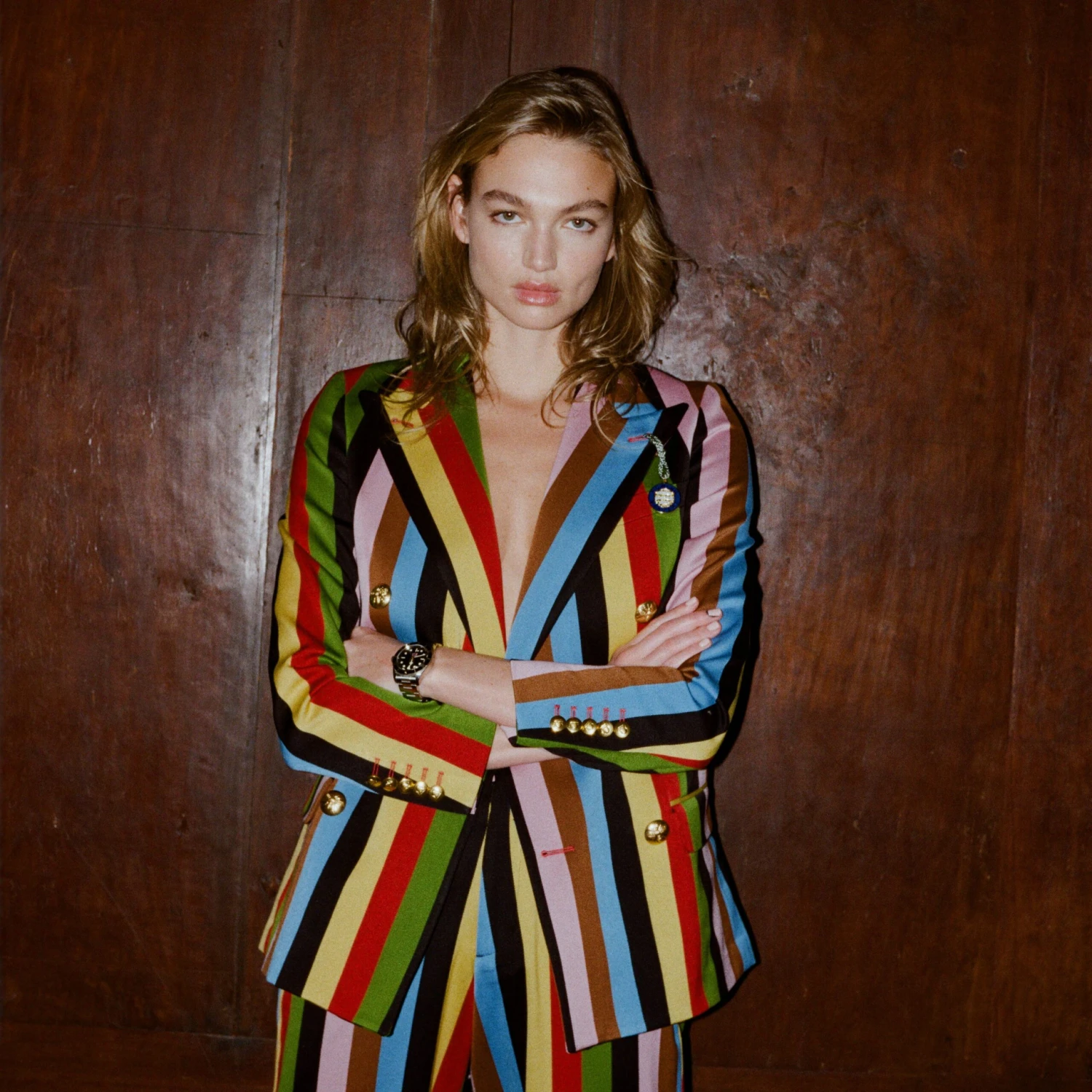 Women's Croquet Stripe Double-Breasted Diana Blazer - Image 5