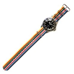Watch Strap In Croquet Stripe