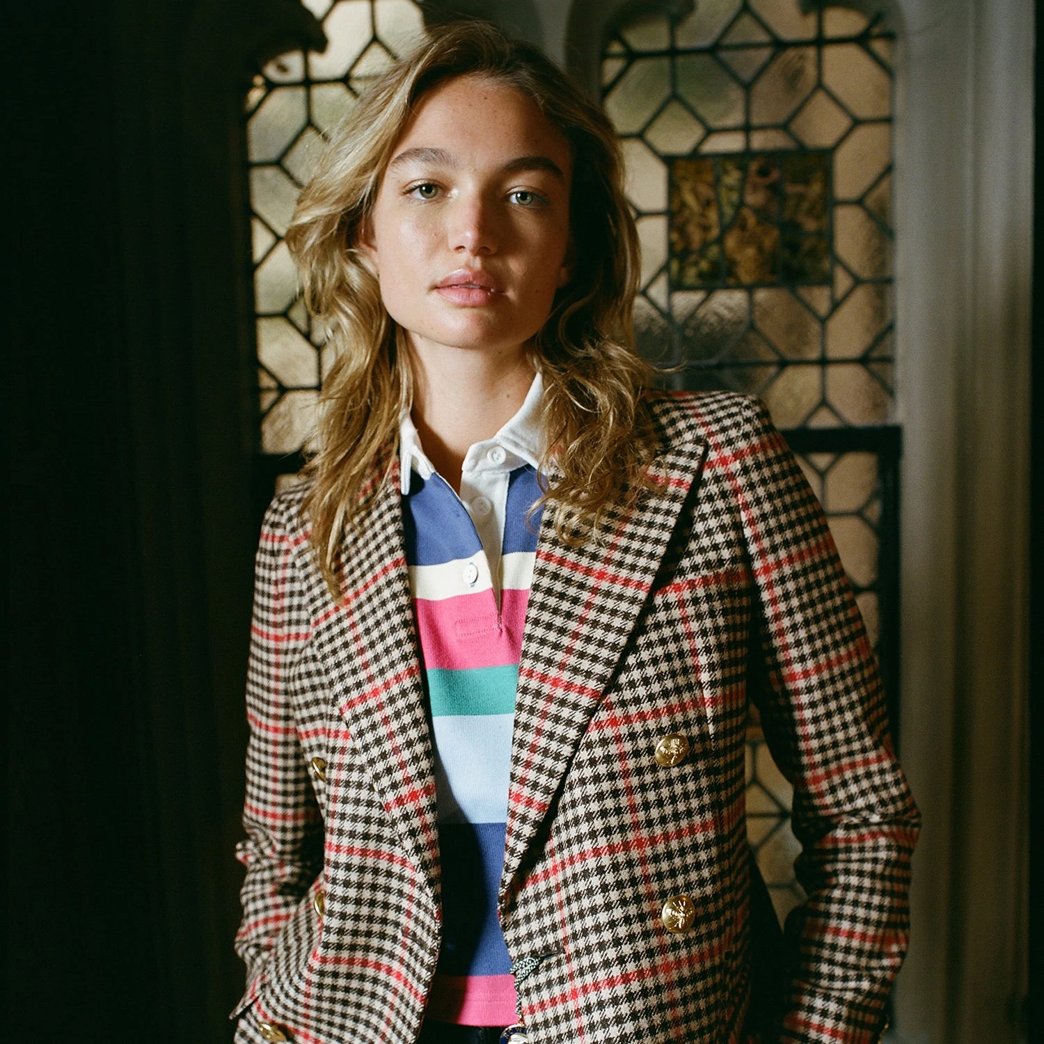 Women's Gun Check Wool Jacket - Image 3