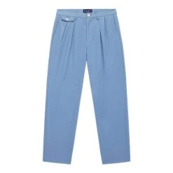 Men's Pleated Relaxed Fit Cotton Twill Trousers