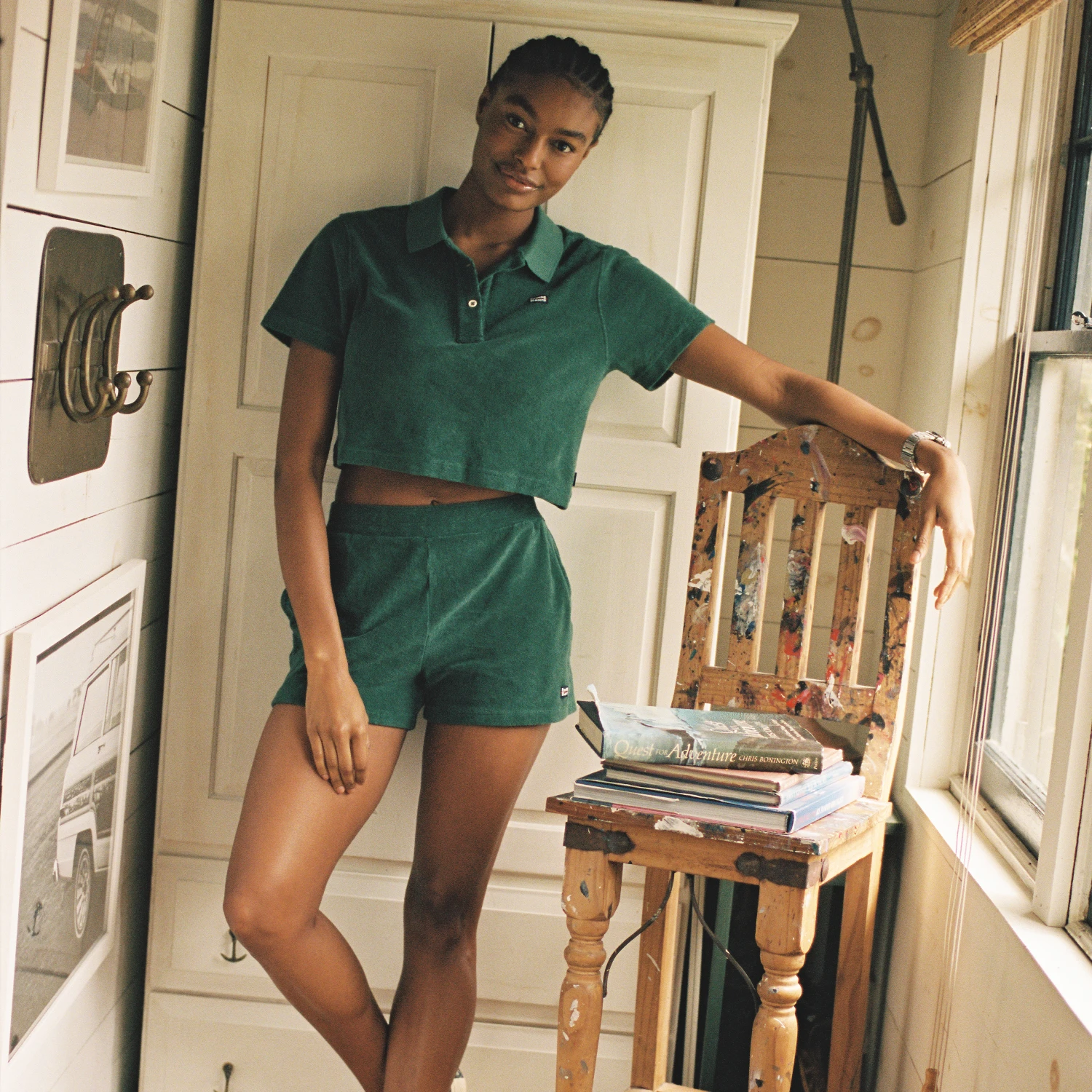 Women's Cropped Terry Cloth Polo - Image 10