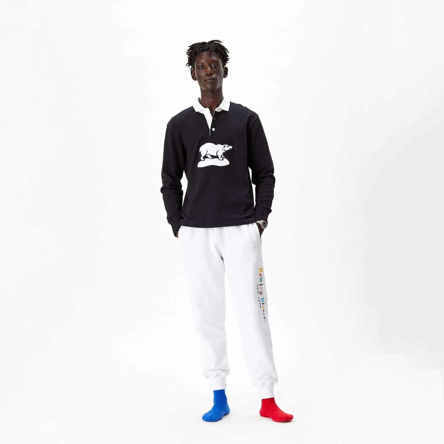 Red And Blue Mismatched Crew Socks - Image 2